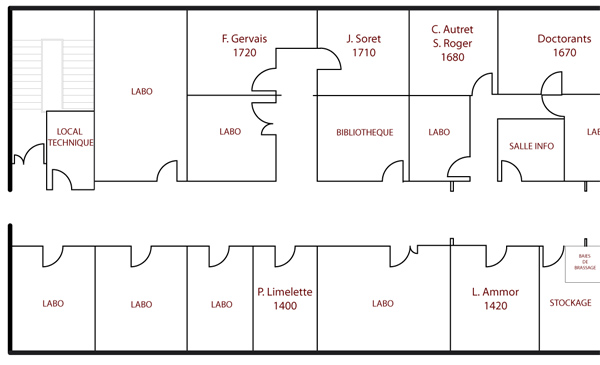 Plan du bâtiment E0 (niveau 1)